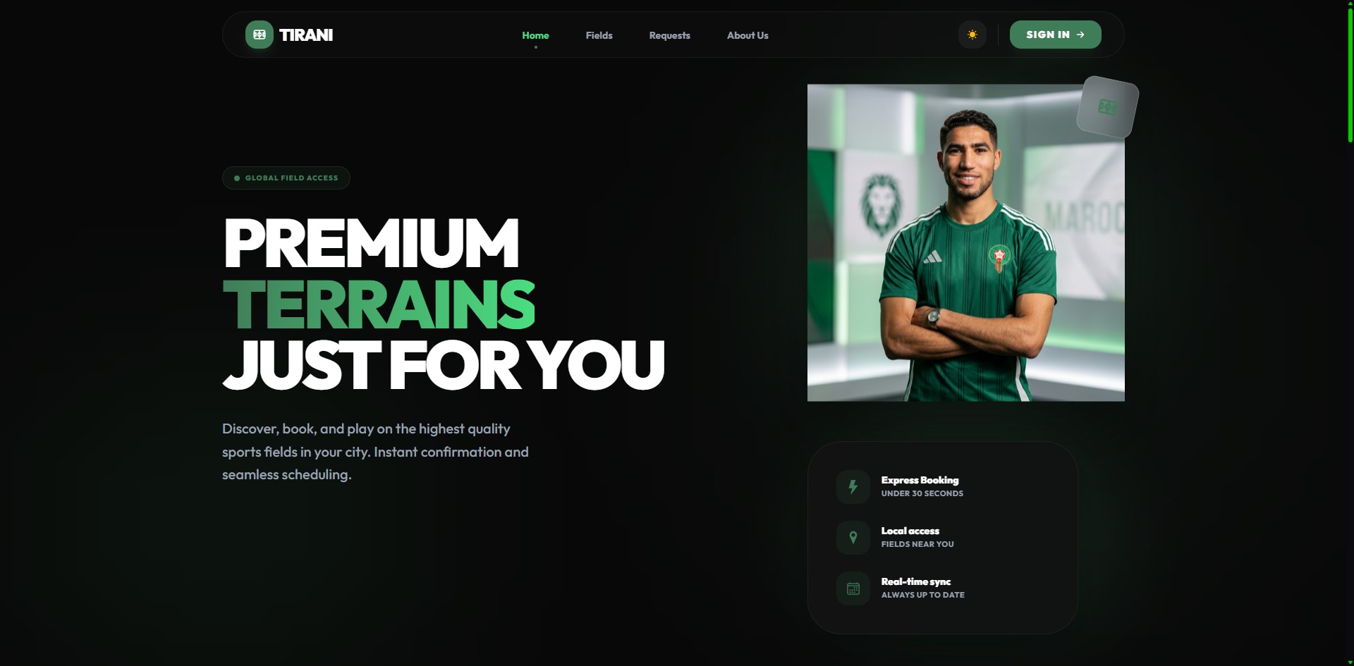 Tirani project dashboard screenshot
